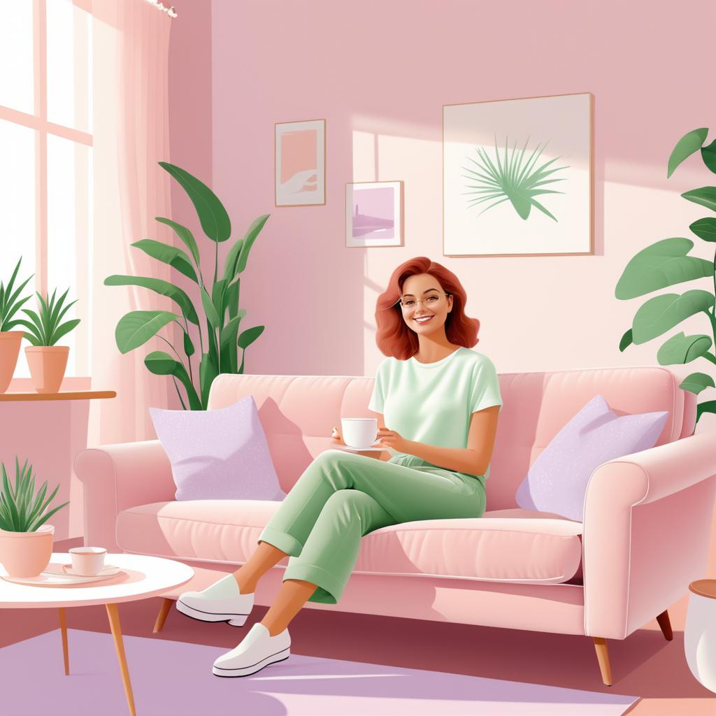 Cozy Creative Writer in Feminine Pastels