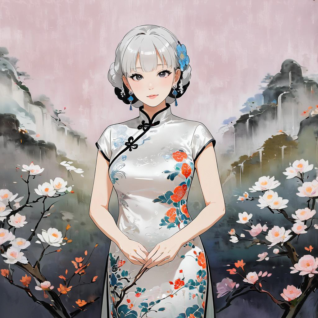 Elegant Senior Woman in Ghibli Style