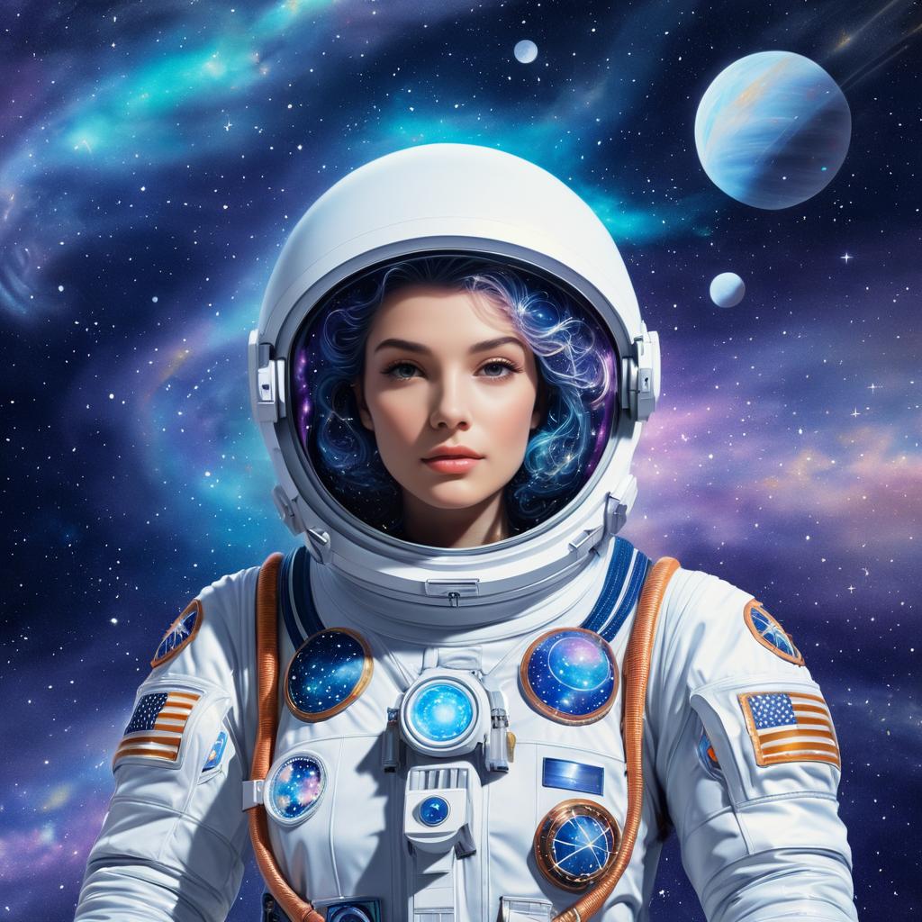 Astronaut in Futuristic Celestial Landscape