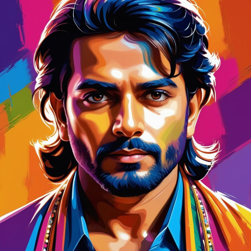 Vibrant Bollywood Portraits in Oil Style