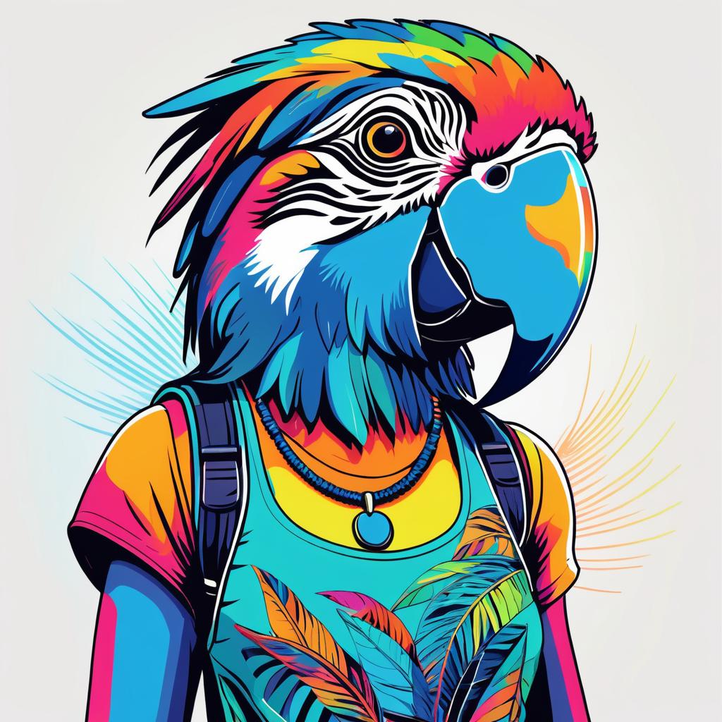 Expressive Line Art of Female Parrot