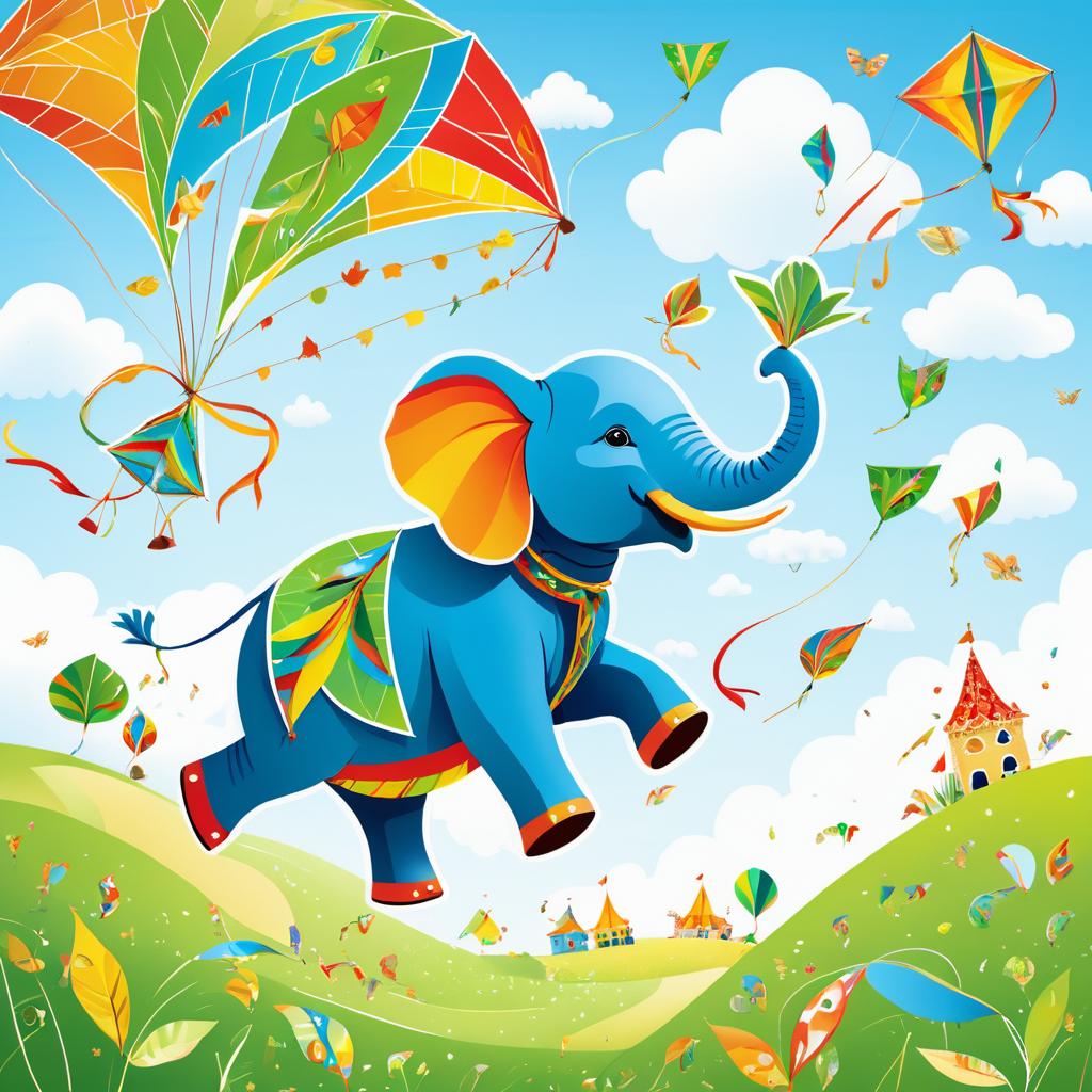 Whimsical Elephant and Kite Adventure