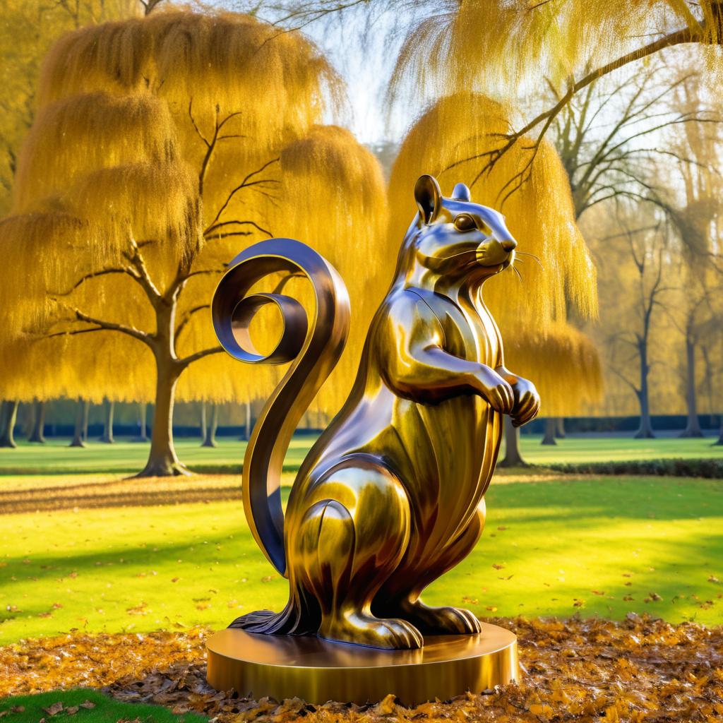 Monet-Style Giant Squirrel Statue Artwork