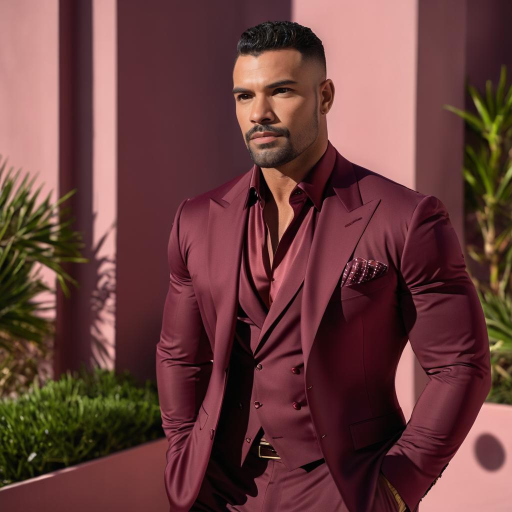 Suave Man in Burgundy Suit