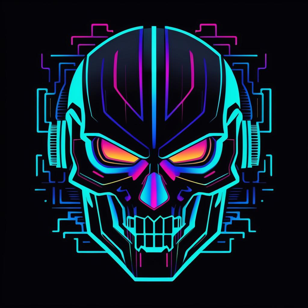 Bold Cyberpunk Skull Design Concept