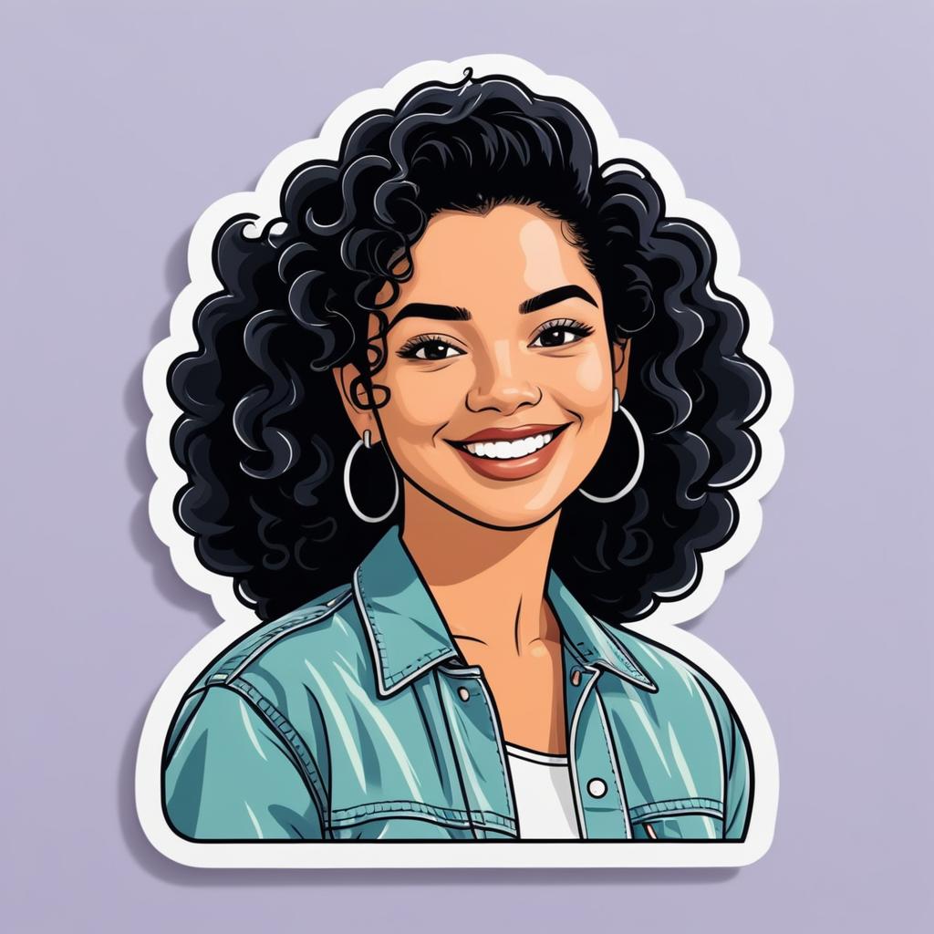 90s Style Hispanic Woman Sticker Design