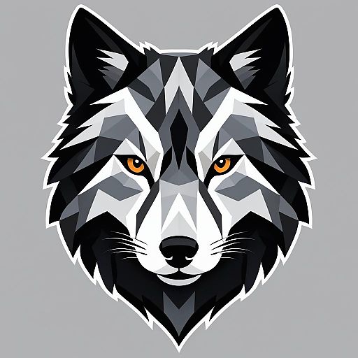 Stylized Wolf Head in Monochrome Colors Stylized Wolf Head in Monochrome Colors