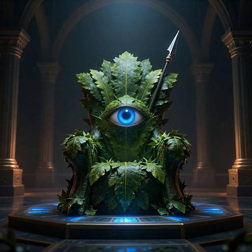 Mystical Green Throne with Glowing Eye