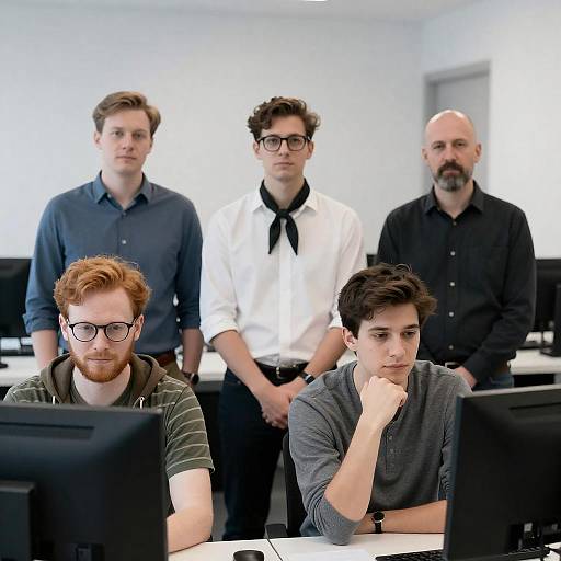 Office Scene with Six Men Portrait