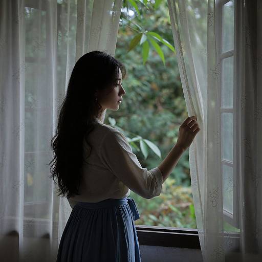 Serene Woman Gazing Through Window