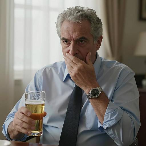 Contemplative Middle-aged Man Holding Beer