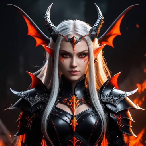 Female Dark Fantasy Warrior with Horns and Armor
