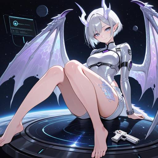 Futuristic Dragon Girl on Alien Planet