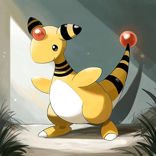 Illustration of Ampharos, pokemon in the style of Diva (hyxpk)