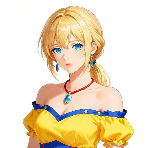 Semi-Realistic Blonde Anime Woman Portrait