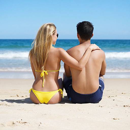 Couple Relaxing on Sandy Beach