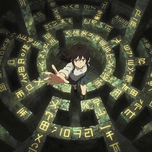 Anime Girl Reaching Out in Magical Labyrinth