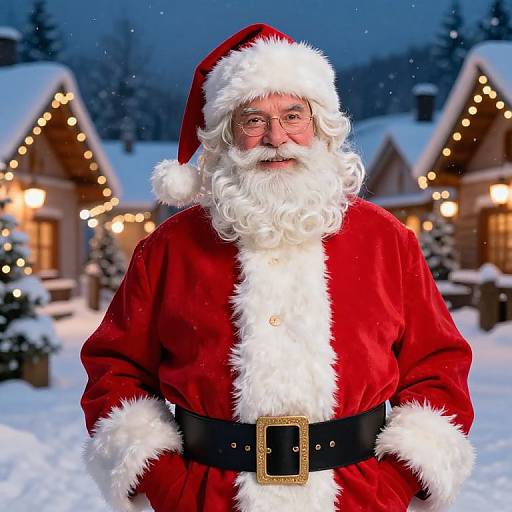 Classic Male Santa in Winter Village