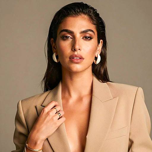 Elegant Woman in Tan Blazer Portrait