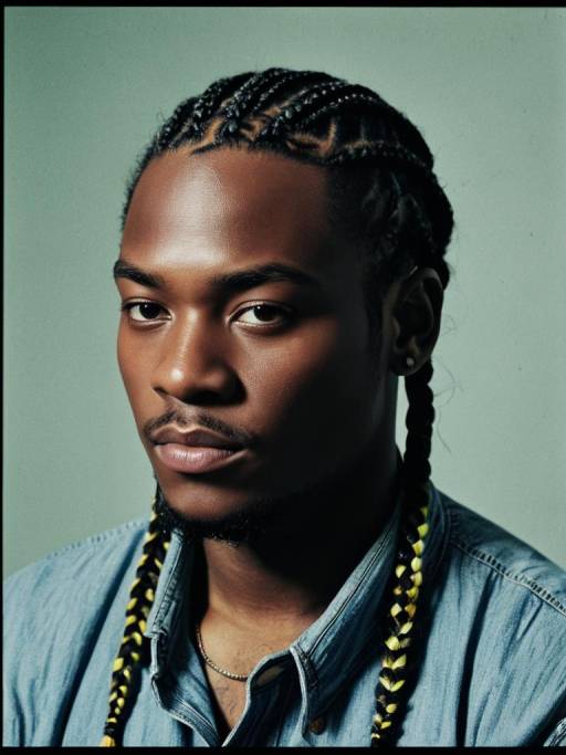Portrait of Man with Cornrow Braids