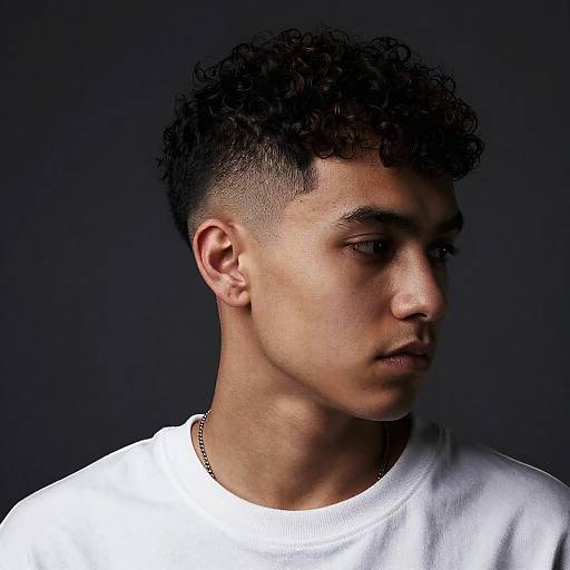 Trendy Curly Side-Shaved Portrait
