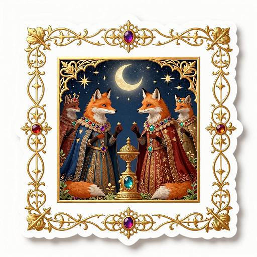 Victorian Noble Fox Court Sticker Design