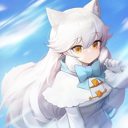 Illustration of Arctic fox (kemono friends), kemono friends in the style of Goomrrat