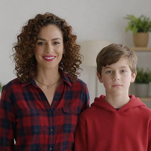 Portrait of Smiling Woman and Boy