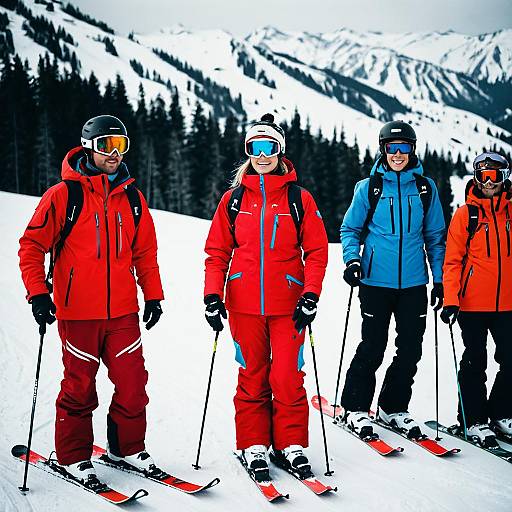 Skier in Red Jacket on Snow