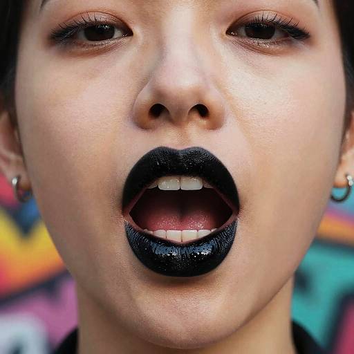 Glossy Black Lips Pop Art Portrait