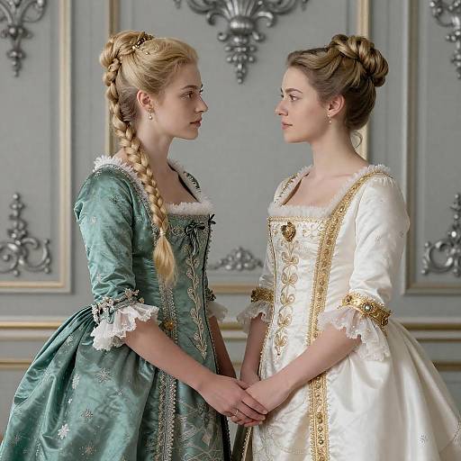 Elegant Portrait of Women in Historical Dresses