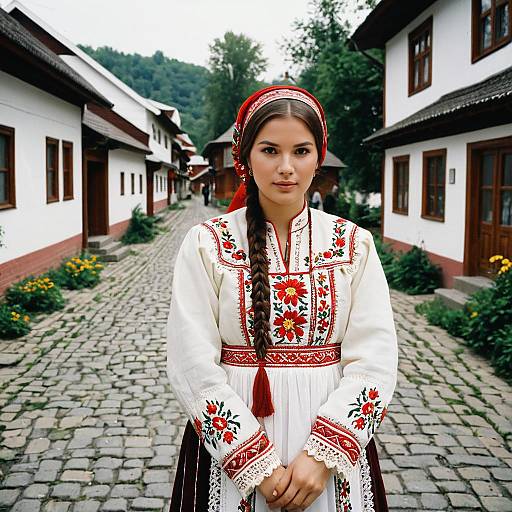 Young Woman in Romanian Traditional Costume