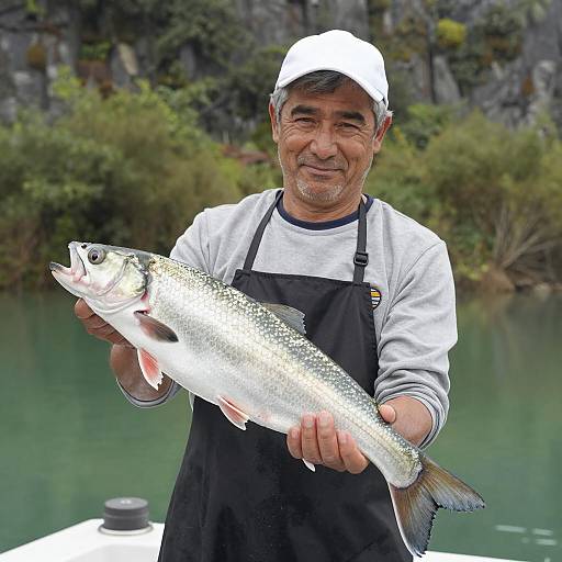 Man Holding Large Silver Fish on Boat