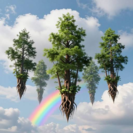 Floating Upside-Down Rainbow Trees