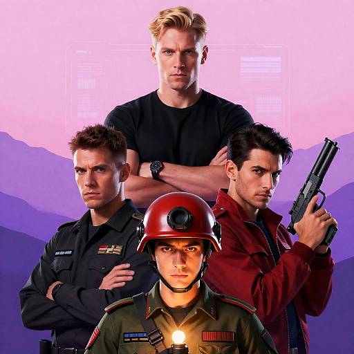 Dramatic Trio in Surreal Landscape