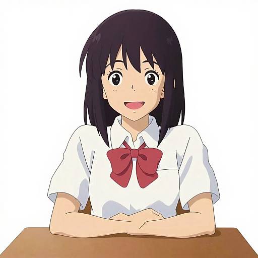 Smiling Japanese Student Girl Anime