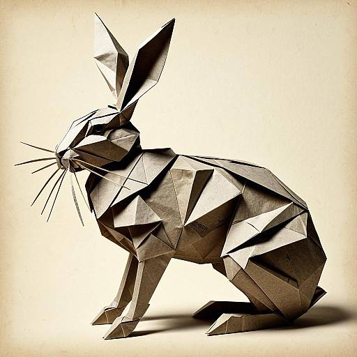 Origami Hare Made from Wrinkled Paper