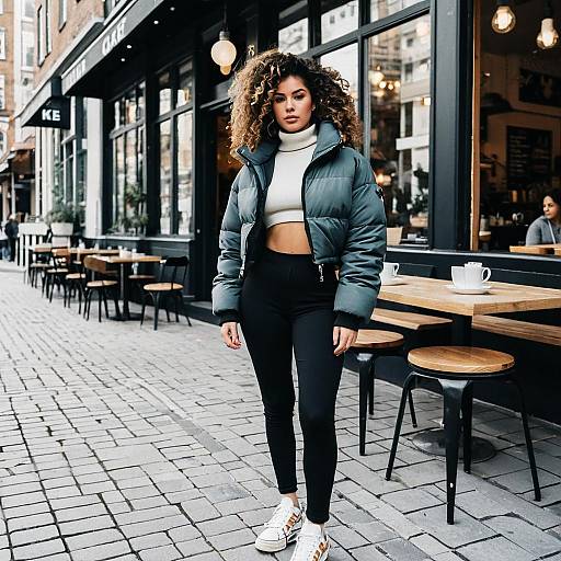 Urban Chic Woman in Puffer Jacket