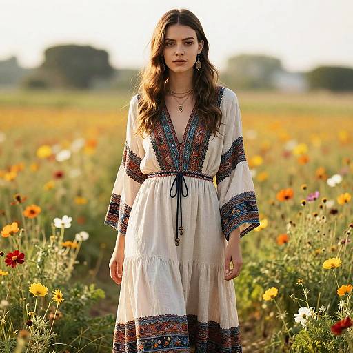 Bohemian Maxi Dress in Flower Field