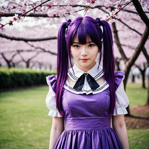 Enchanting Cosplay Girl with Purple Hair