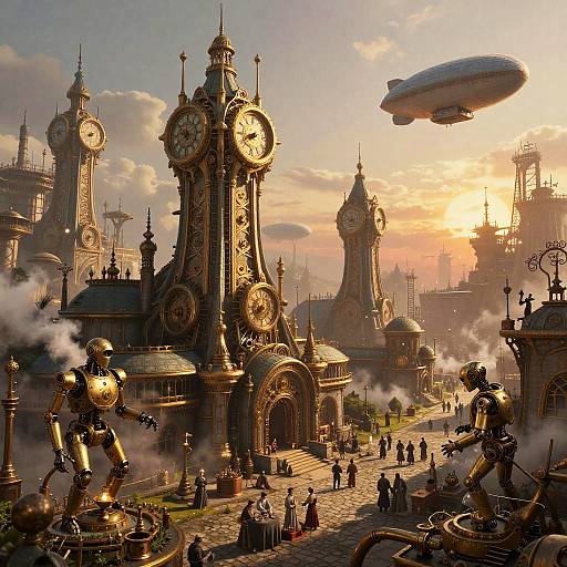 Steampunk Fantasy City Concept Art