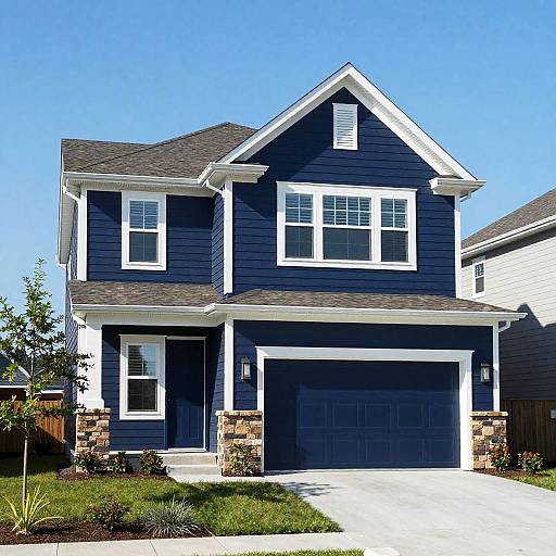 Modern Navy Blue Suburban House