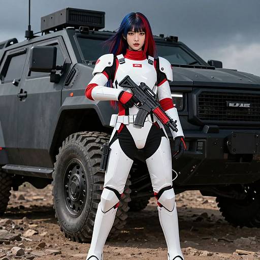 Korean Female Space Marine with Assault Vehicle