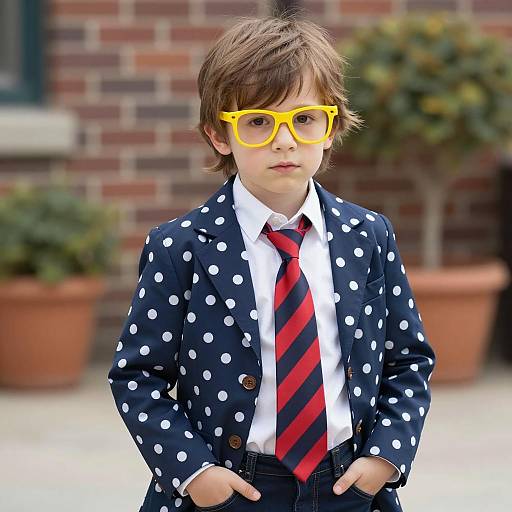 Playful Young Boy in Austin Powers Costume
