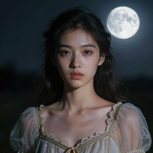 Moonlit Vintage Fantasy Woman Portrait