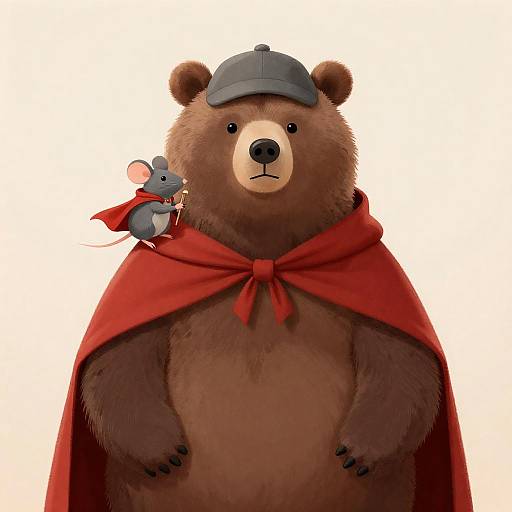Brown Bear and Mouse in Cloaks