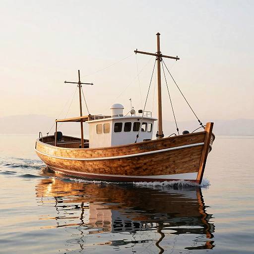 Classic Wooden Fishing Boat Sunrise