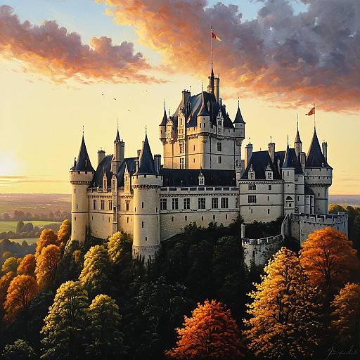 Pierrefonds Castle at Sunrise