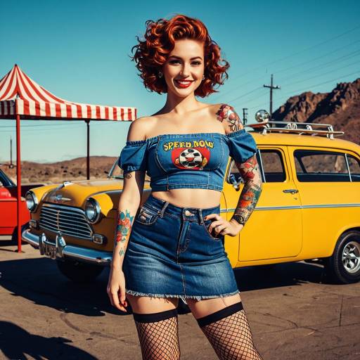 Stylish Pin-Up Woman with Speed Star Rig