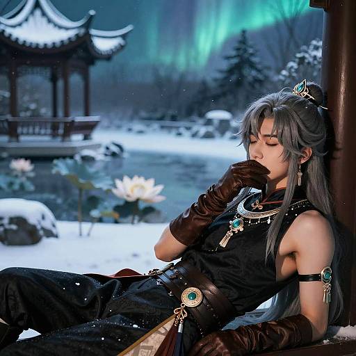 Aether Genshin Impact Cosplay Outdoors at Night